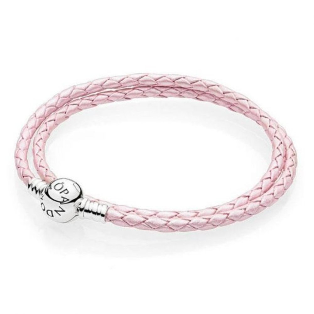 Pandora pink leather braclet